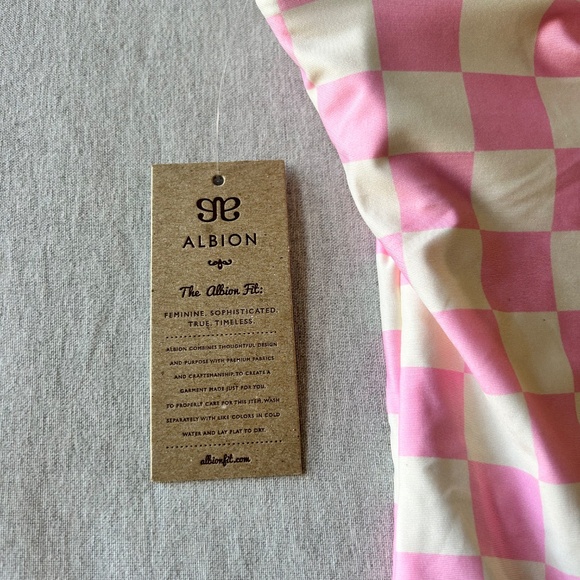 Albion Fit, The Natalie One-Piece, Pink Check. Size L - Picture 5 of 5